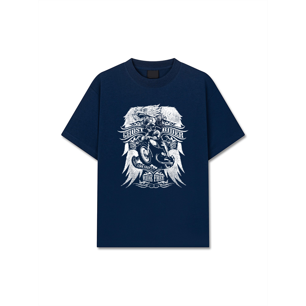 Ghost Vintage Rider Ride Free Motorcycle Tshirt Men Women T-Shirt - Image 3