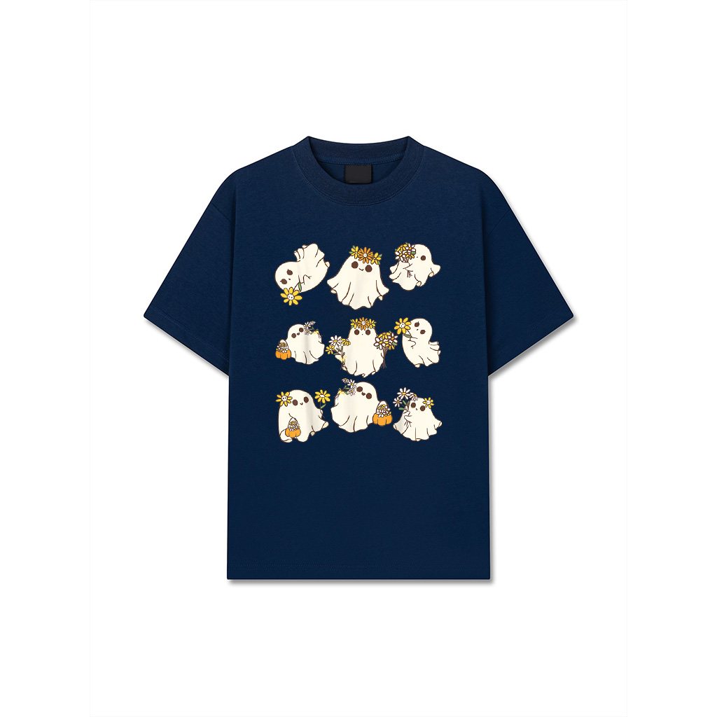 Halloween Ghost Fall Pumpkin Bohemian Retro Vintage Ghosts T-Shirt - Image 3