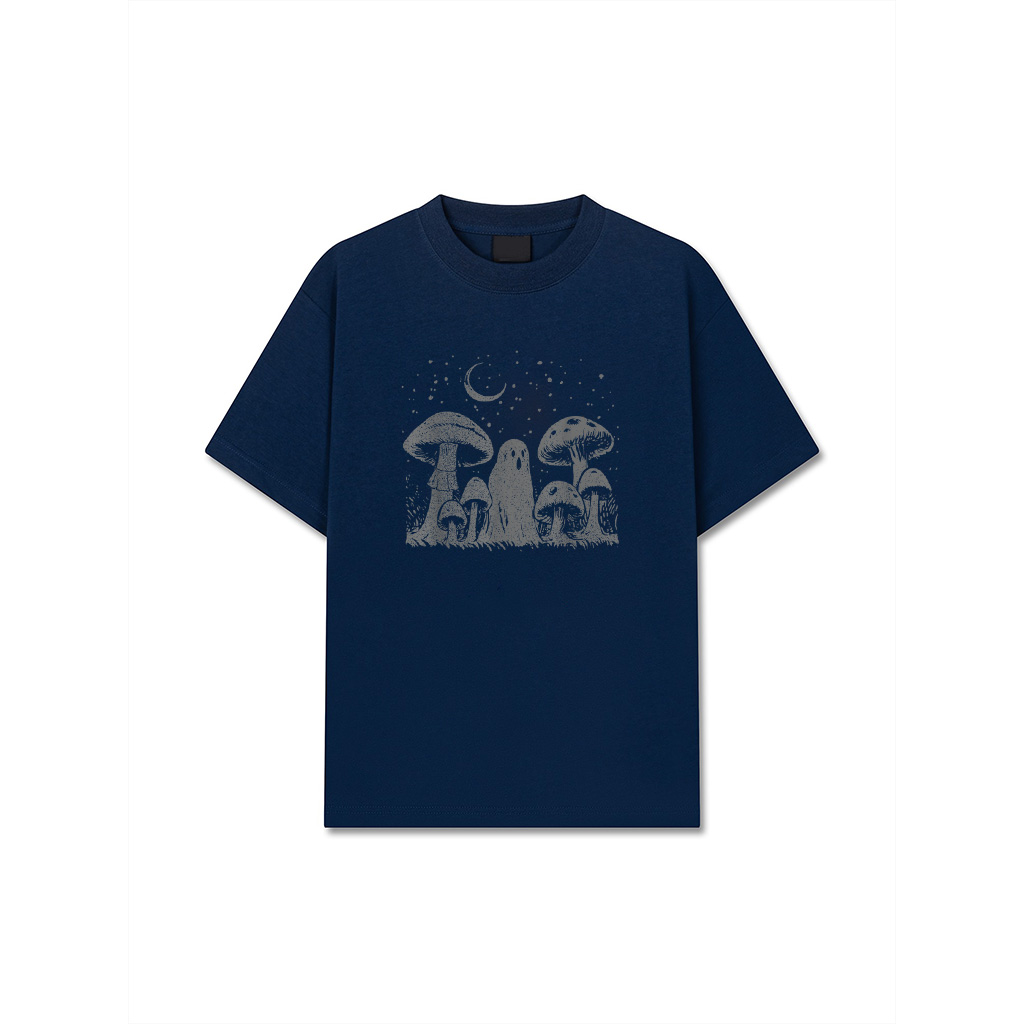 Halloween Mushroom Ghost Vintage Grunge 90 Aesthetic Graphic T-Shirt - Image 3