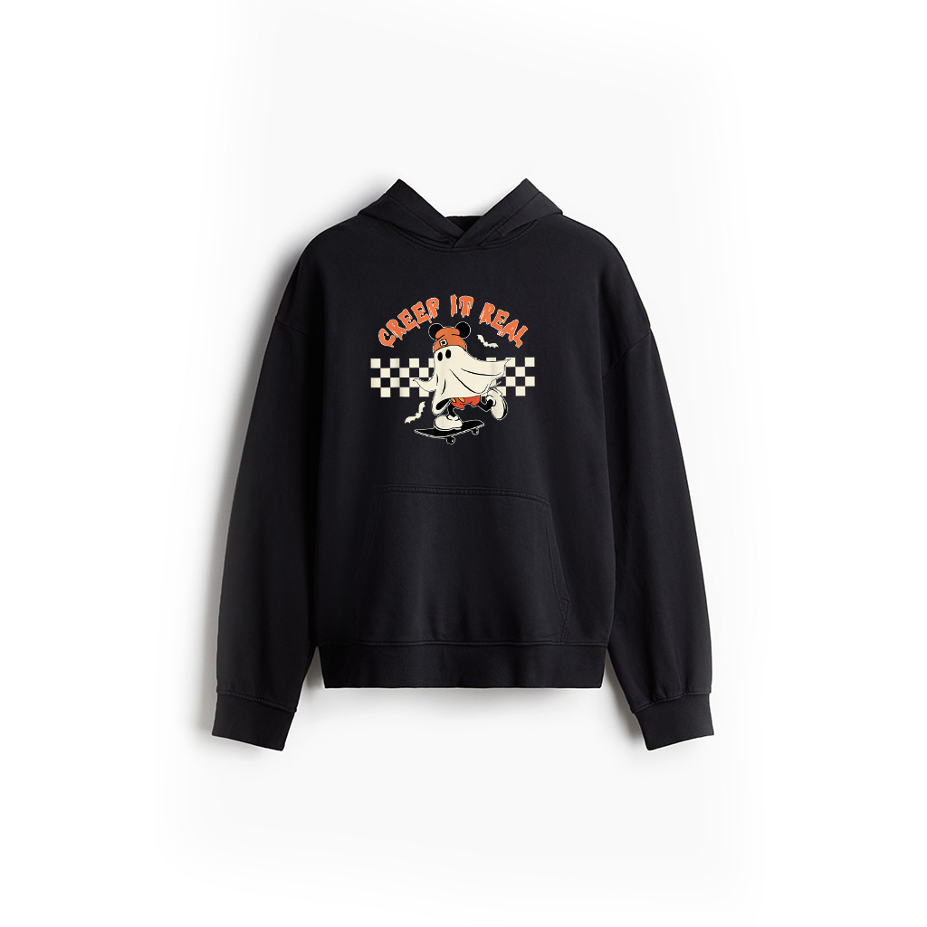 Vintage Halloween Creep It Real Mouse Ghost Boy Fall Season Hoodie