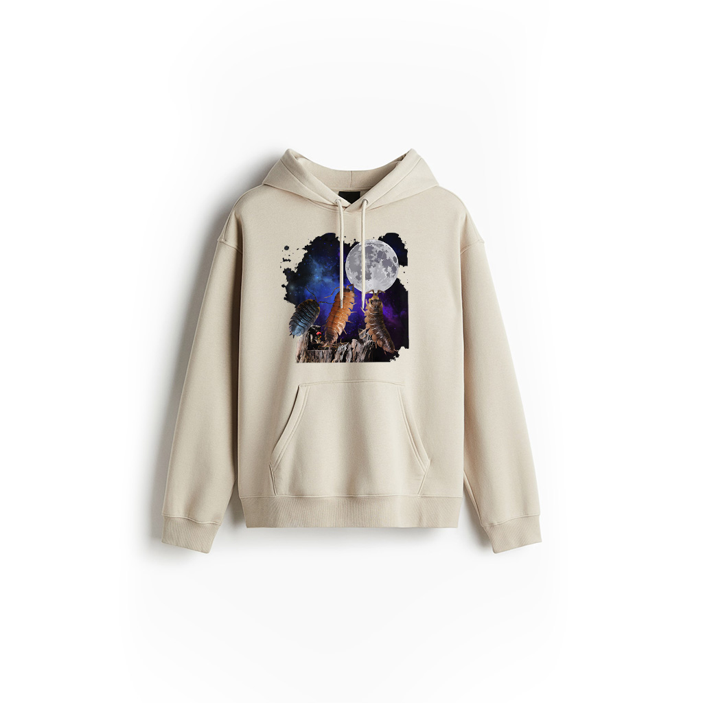 Alternative view of Vintage Three Isopods Howling At The Moon Insect Entomology Hoodie