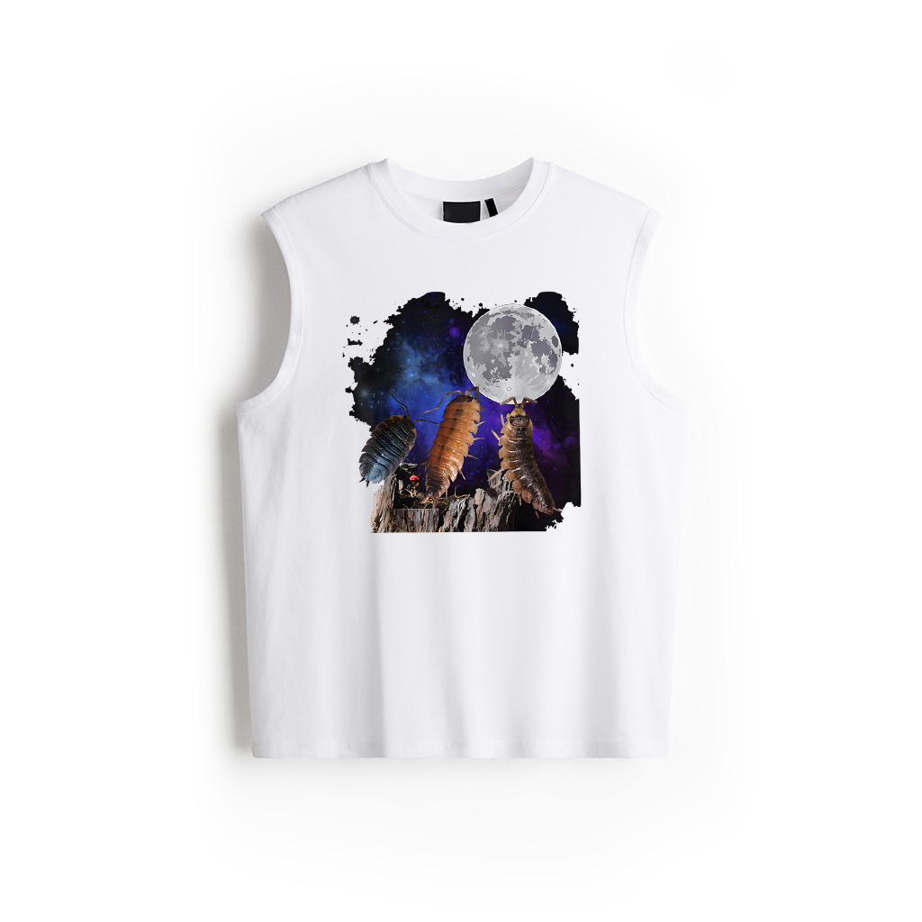 Alternative view of Vintage Three Isopods Howling At The Moon Insect Entomology Tank Top